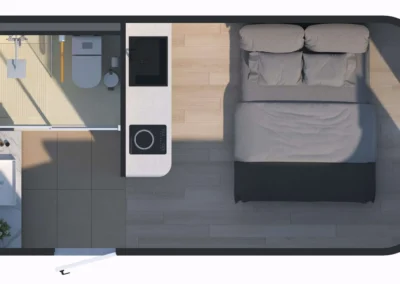 BAUSTADT G30 prefab capsule house compact bathroom interior