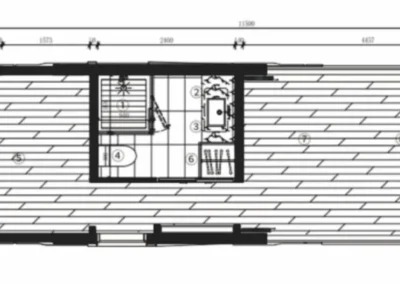 Floor plan blueprint of BAUSTADT G70 space capsule house 38 square meter layout