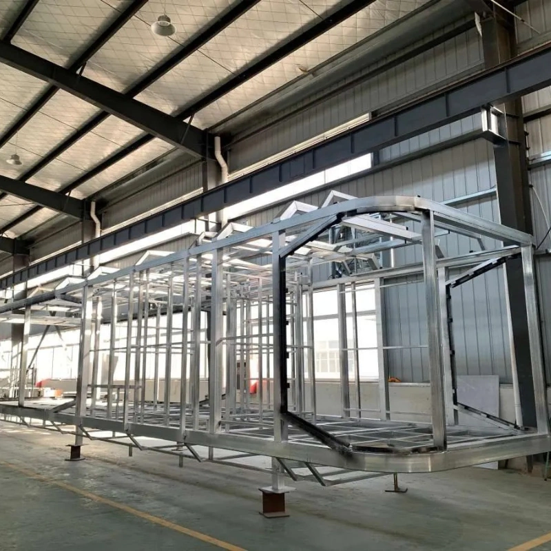 Steel structure framework of modular capsule house under construction